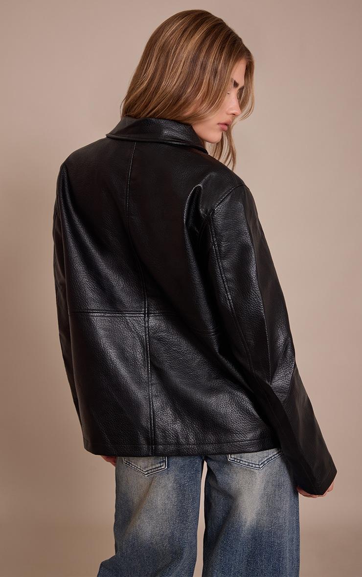 Pretty Little Thing Black Faux Leather Oversized Jacket