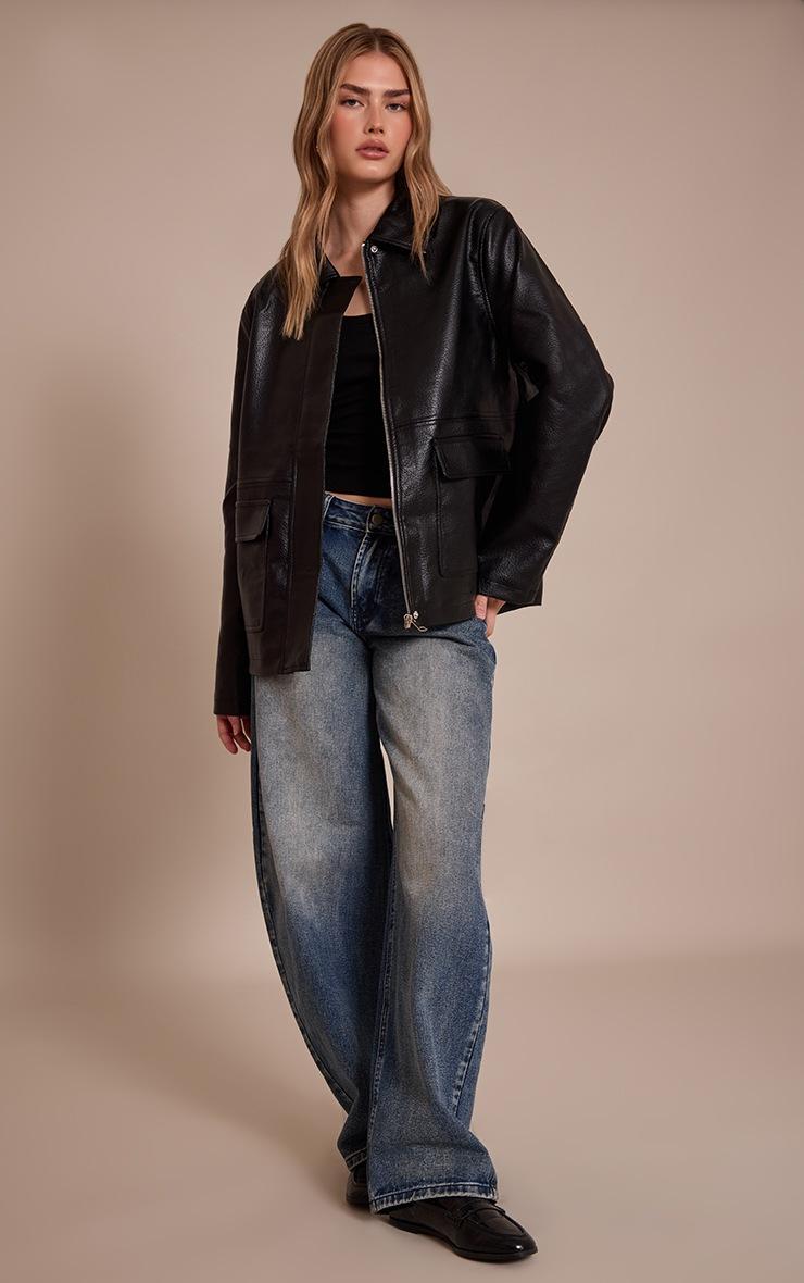 Pretty Little Thing Black Faux Leather Oversized Jacket