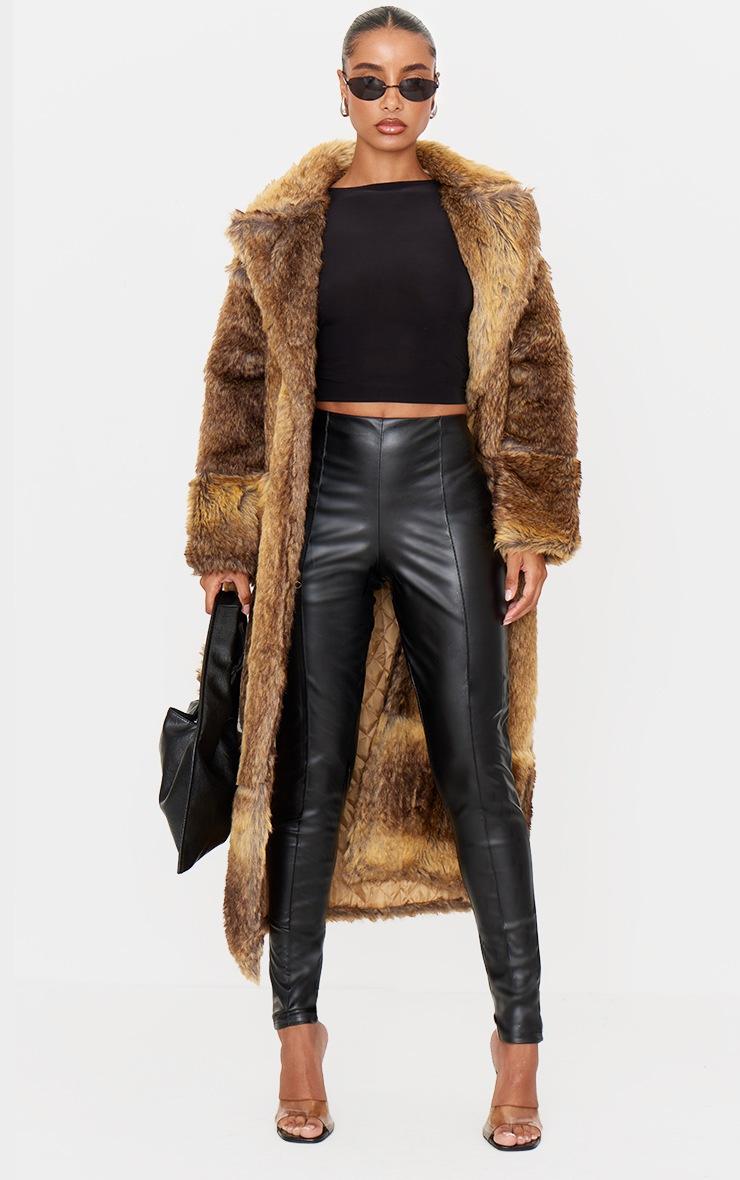 Pretty Little Thing Black Faux Leather Pintuck Detail Leggings