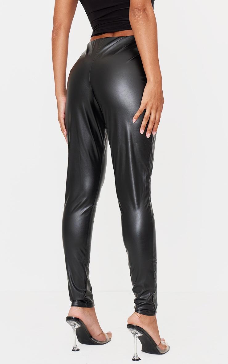 Pretty Little Thing Black Faux Leather Pintuck Detail Leggings