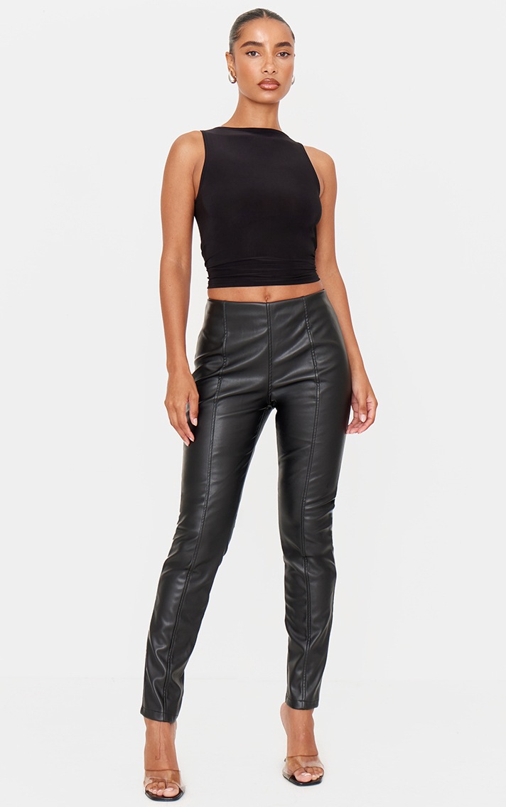 Pretty Little Thing Black Faux Leather Stretch Leggings