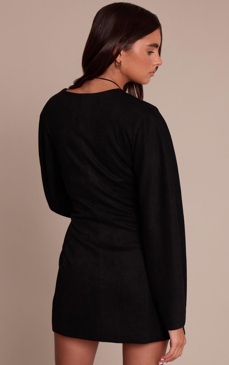 Pretty Little Thing Black Faux Suede Cocoon Sleeve Blazer Dress