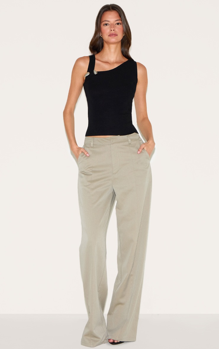 Pretty Little Thing Black Fine Knit Asymmetric Neckline Top