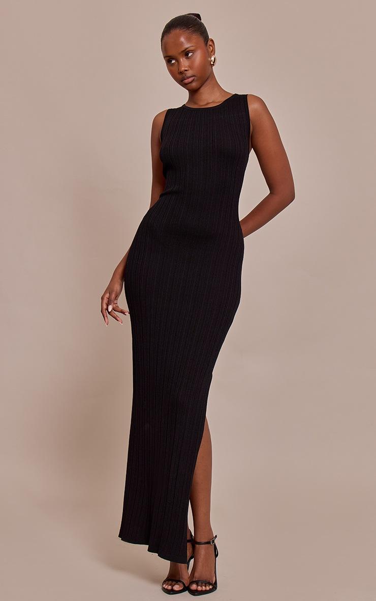 Pretty Little Thing Black Fine Knit Sleeveless Maxi Dress