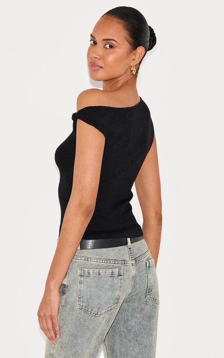 Pretty Little Thing Black Fine Knit Twist Neck Vest Top