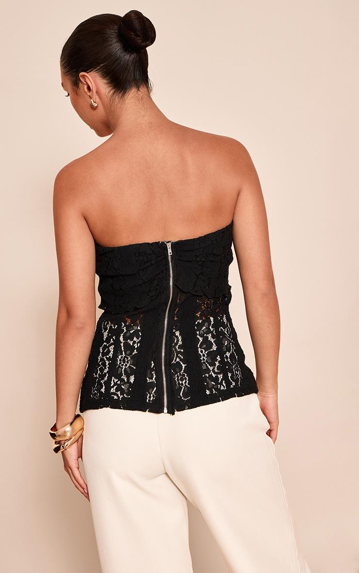 Pretty Little Thing Black Fitted Lace Bandeau Longline Top
