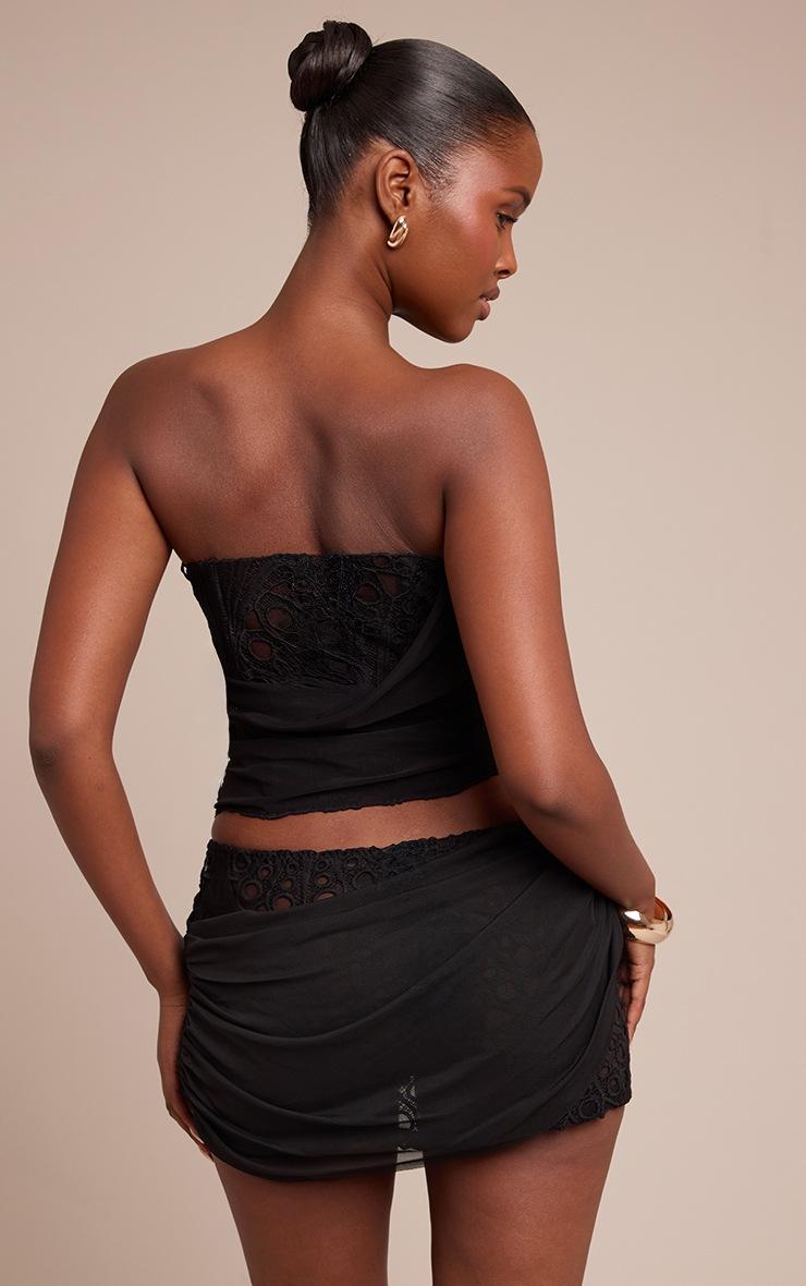 Pretty Little Thing Black Floral Lace Drape Detail Corset