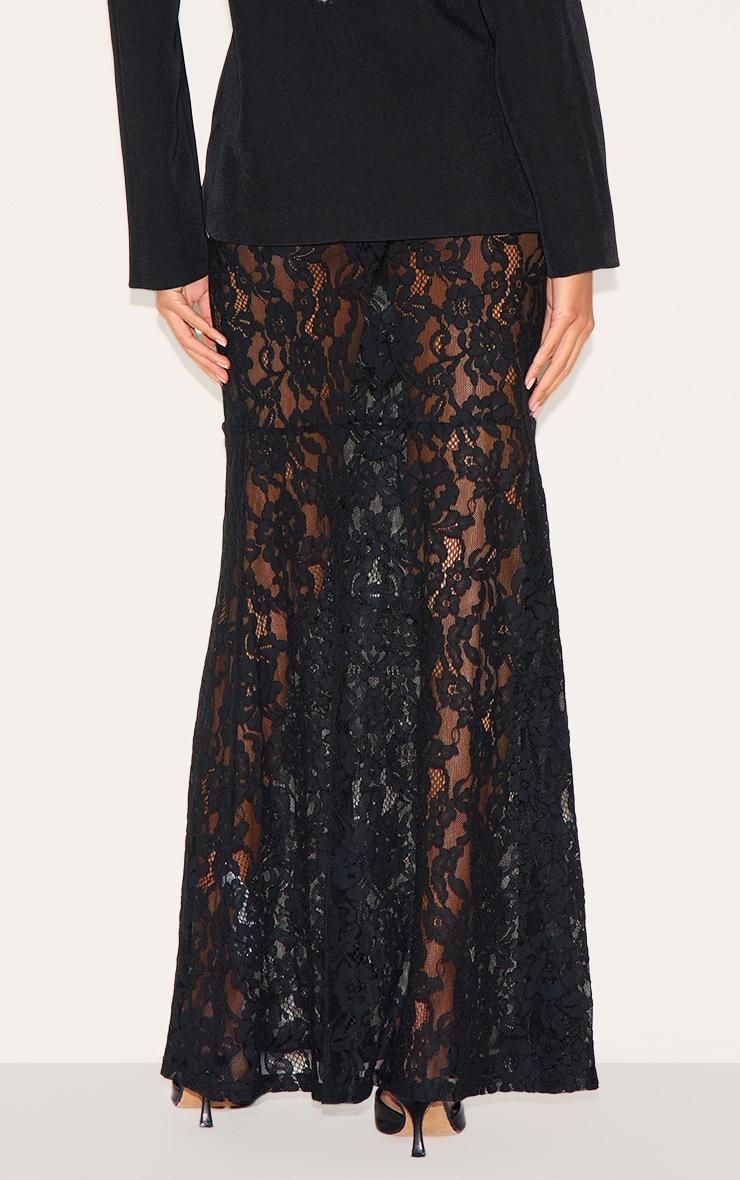 Pretty Little Thing Black Floral Lace Sheer Maxi Skirt
