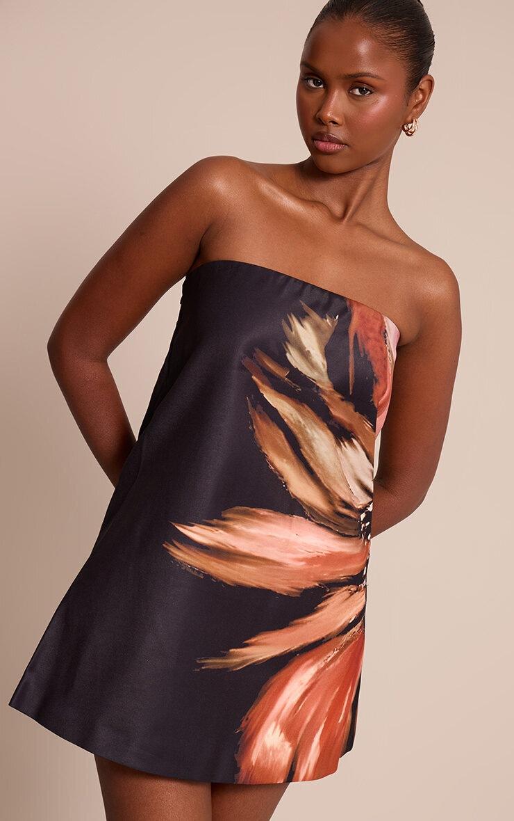 Pretty Little Thing Black Floral Printed Shift Dress