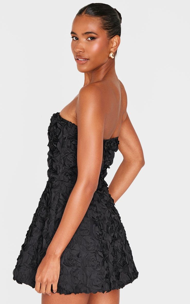 Pretty Little Thing Black Floral Ruffle A-line Dress