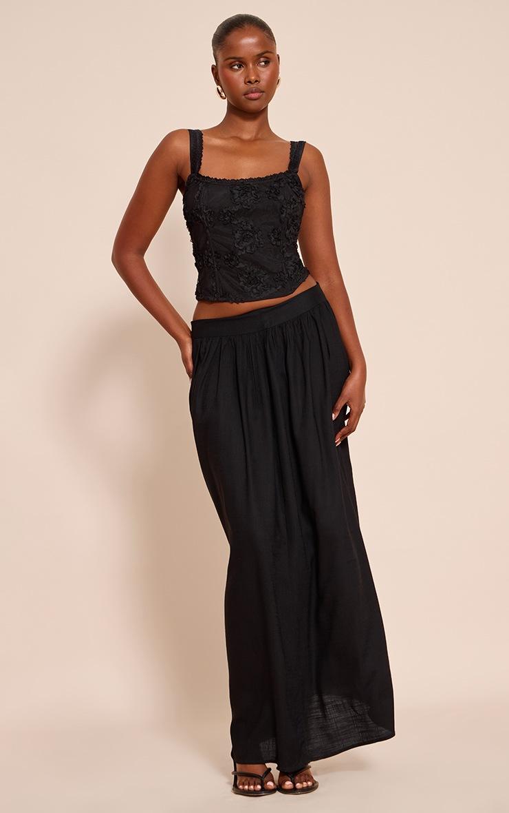 Pretty Little Thing Black Floral Textured Boned Corset