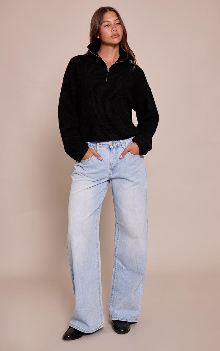 Pretty Little Thing Black Half Zip Soft Knit Sweater