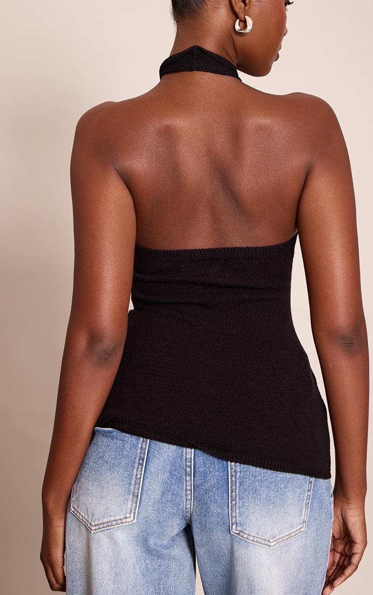 Pretty Little Thing Black Halter Neck Trim Detail Top