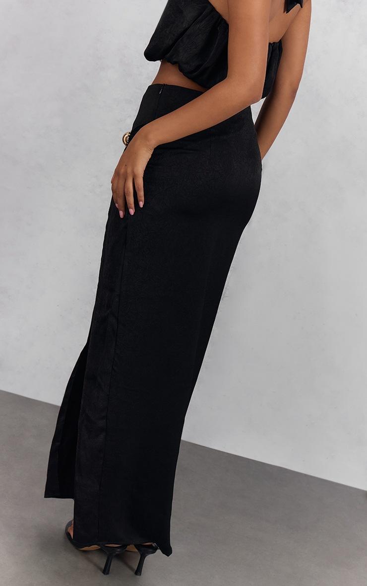 Pretty Little Thing Black Hardware Detail Split Detail Maxi Skirt