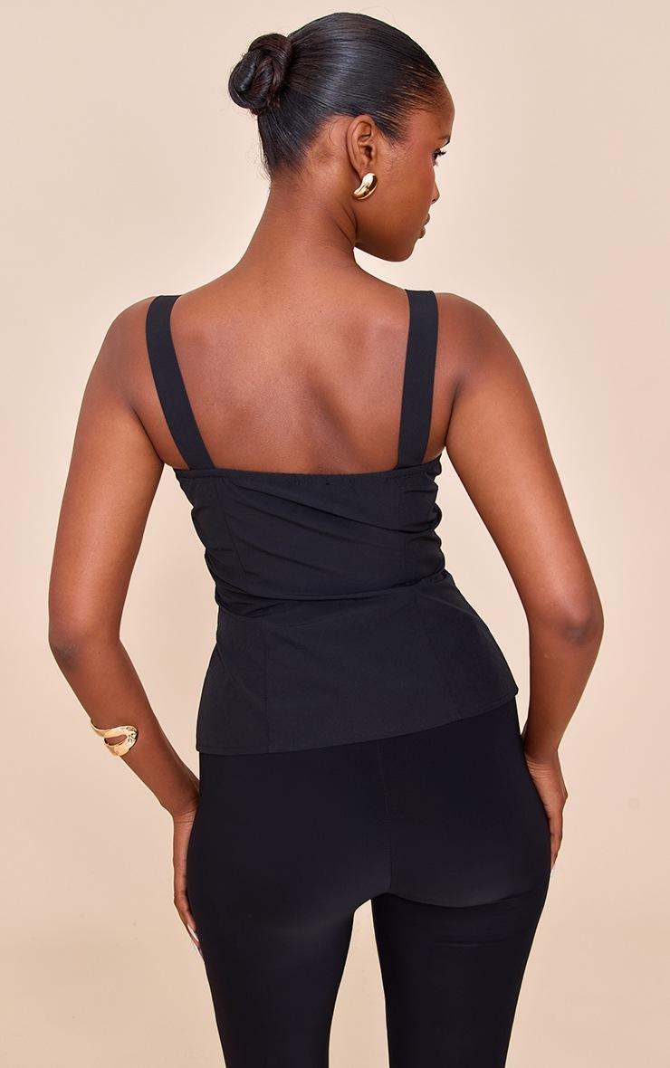 Pretty Little Thing Black Hook And Eye Strappy Longline Top