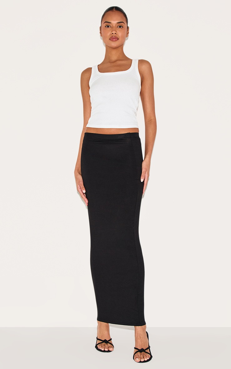 Pretty Little Thing Black Jersey Low Rise Maxi Skirt