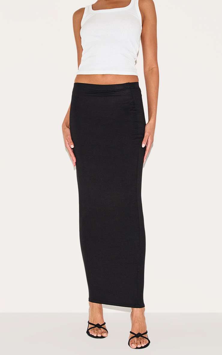 Pretty Little Thing Black Jersey Low Rise Maxi Skirt