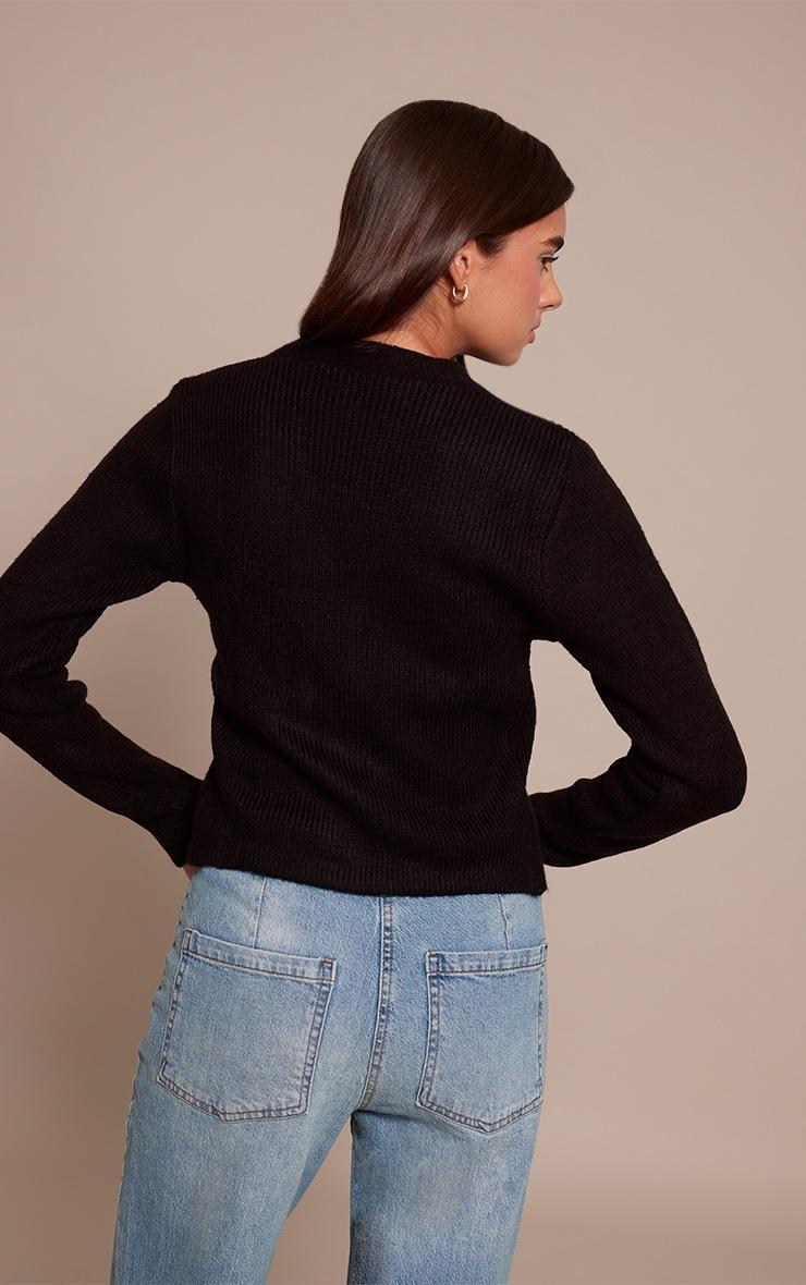 Pretty Little Thing Black Knit Asymmetric Button Up Cardigan