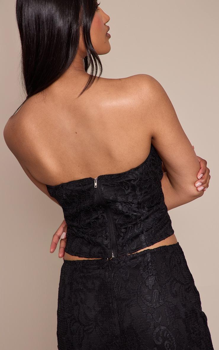Pretty Little Thing Black Lace Boned Bandeau Corset Top