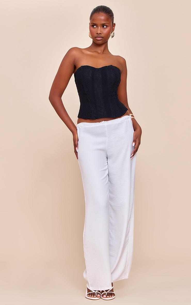 Pretty Little Thing Black Lace Boned Detail Bandeau Corset Top