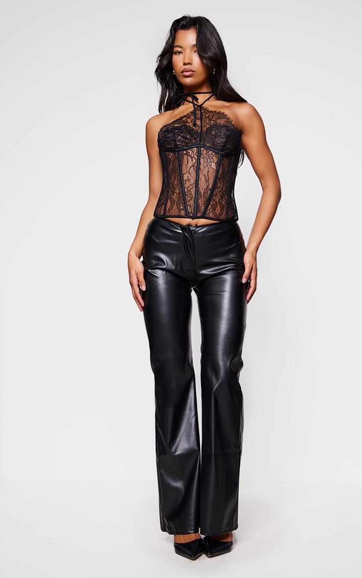 Pretty Little Thing Black Lace Boned Necklace Detail Corset