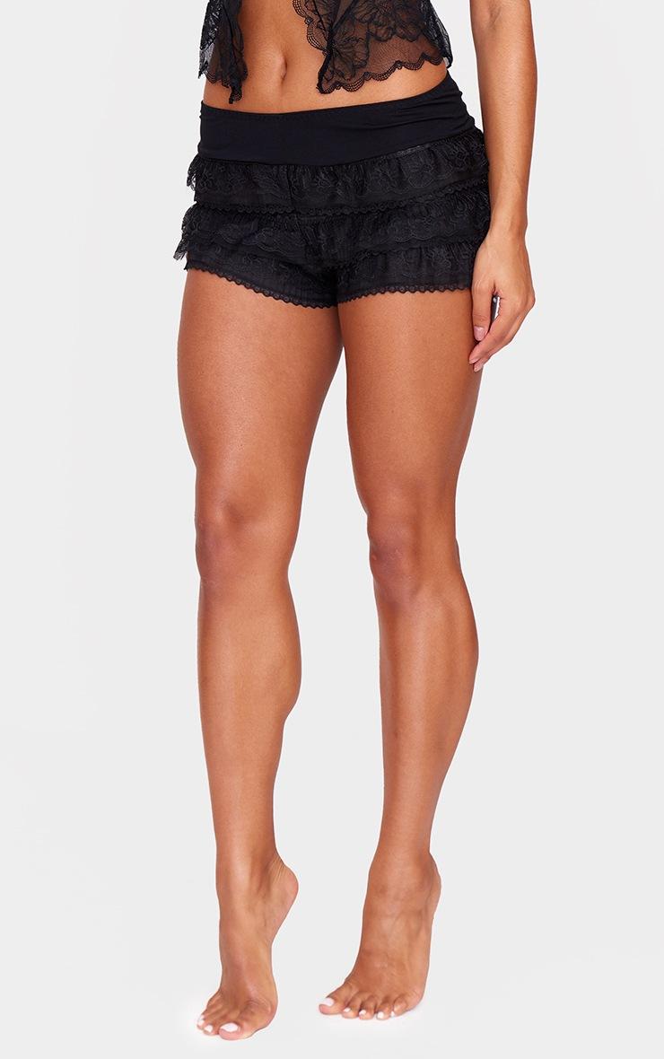 Pretty Little Thing Black Lace Frill Bloomer Panties Shorts