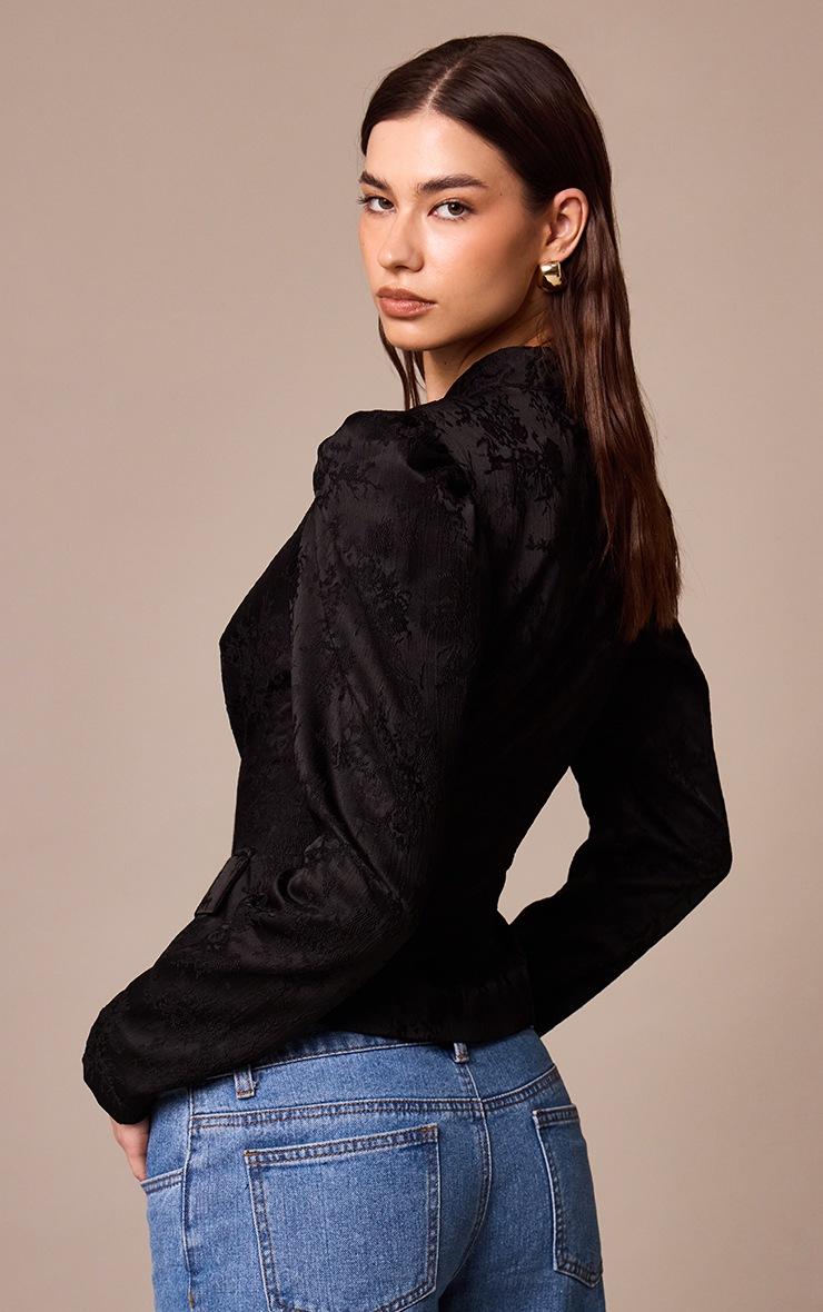 Pretty Little Thing Black Lace High Neck Puff Sleeve Jacket