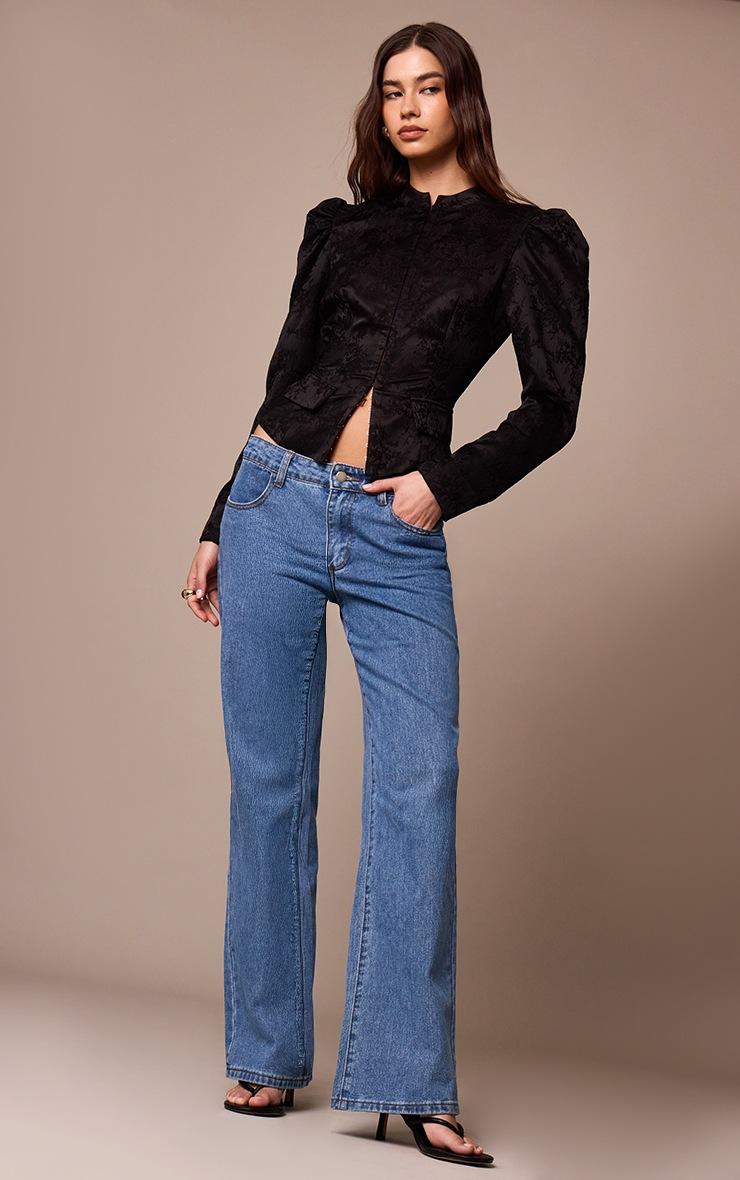 Pretty Little Thing Black Lace High Neck Puff Sleeve Jacket