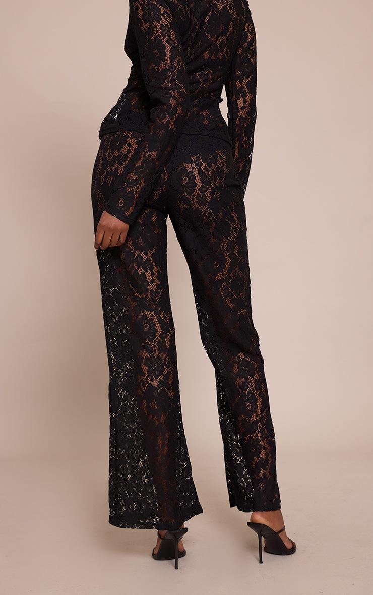Pretty Little Thing Black Lace High Waisted Straight Leg Pants