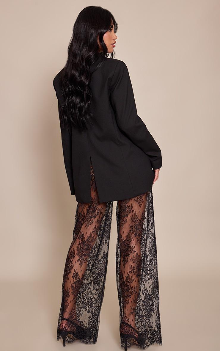 Pretty Little Thing Black Lace Sheer Wide Leg Pants