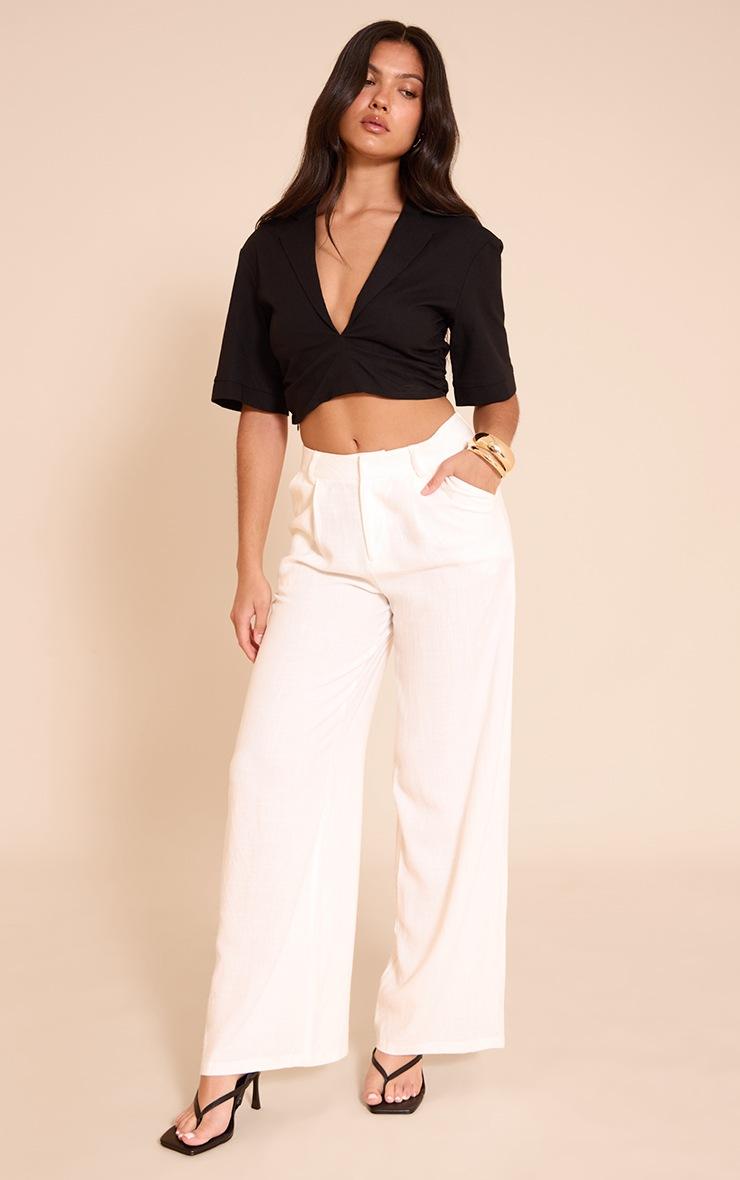 Pretty Little Thing Black Lightweight Woven Cropped Shirt