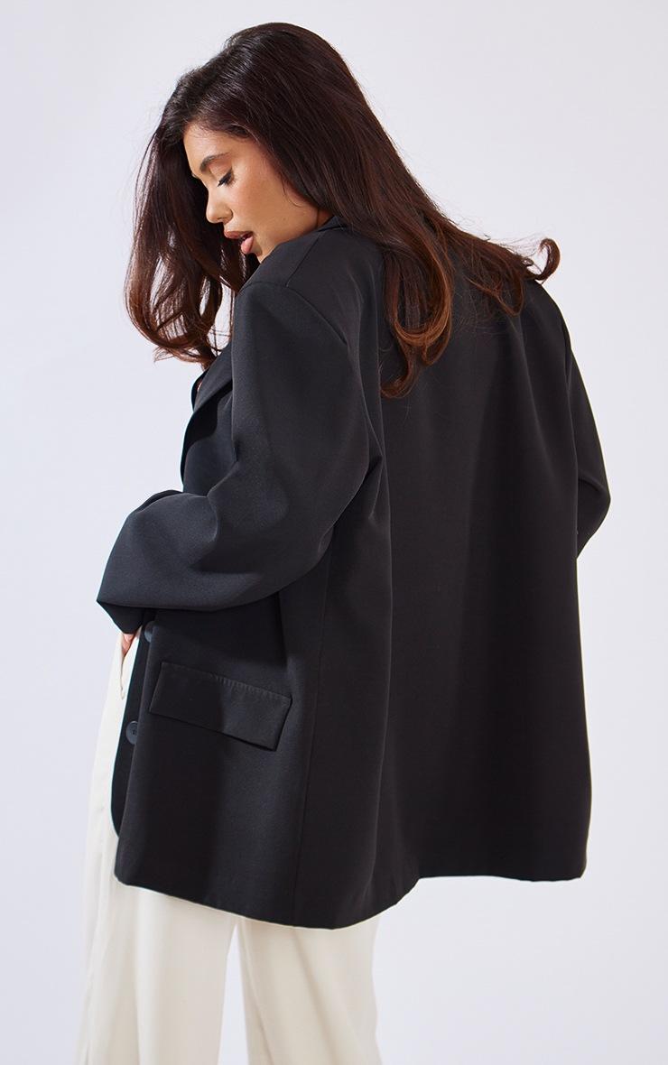 Pretty Little Thing Black Longline Oversized Curved Hem Black Blazer
