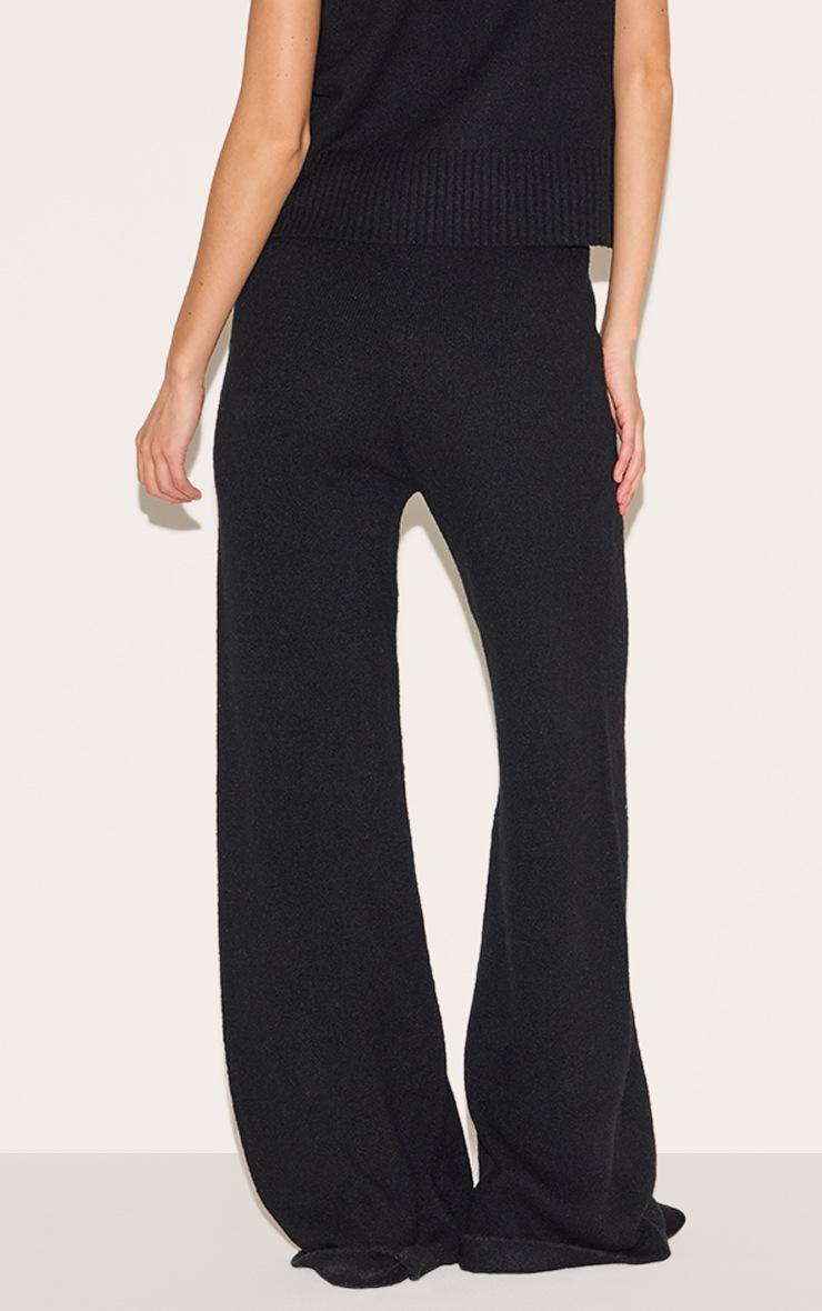 Pretty Little Thing Black Marl Soft Knit Wide Leg Pants