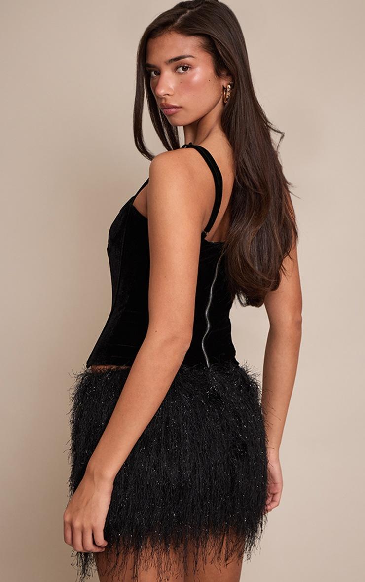 Pretty Little Thing Black Metallic Fringe Mini Skirt