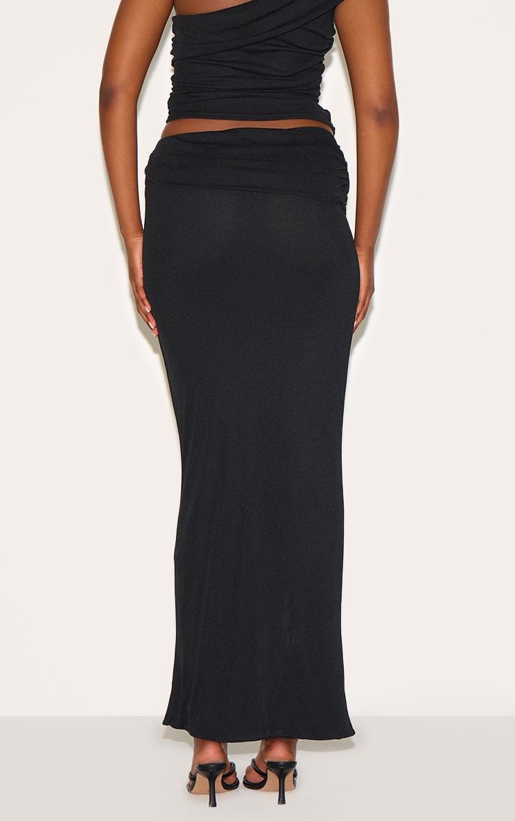Pretty Little Thing Black Onion Skin Low Waist Maxi Skirt