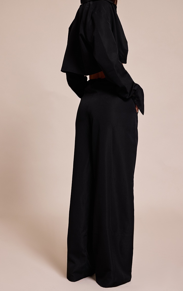 Pretty Little Thing Black Oversized Drawstring Straight Pant