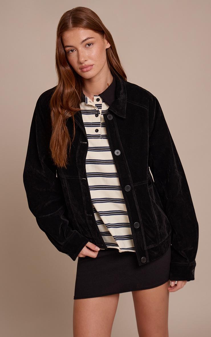 Pretty Little Thing Black Oversized Faux Suede Jacket