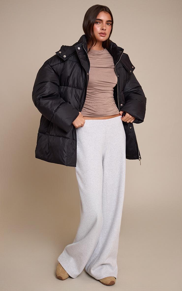 Pretty Little Thing Black Oversized Hooded Puffer Jacket