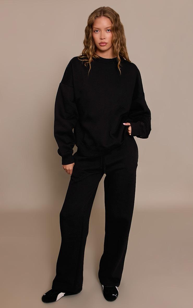 Pretty Little Thing Black Oversized Sweat Tracksuit Set