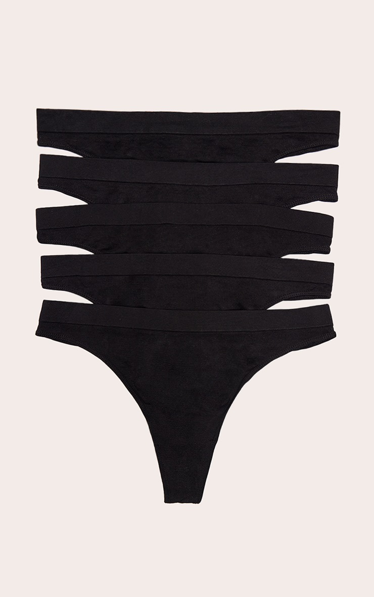 Pretty Little Thing Black Pack of 5 Seamless Thongs