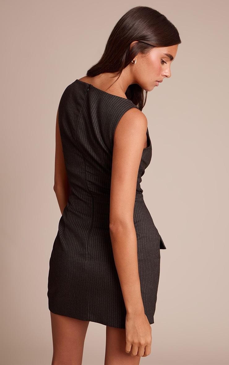 Pretty Little Thing Black Pinstripe Overlay Detail Bodycon Dress