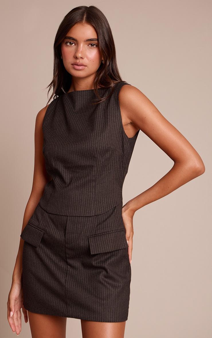 Pretty Little Thing Black Pinstripe Overlay Detail Bodycon Dress