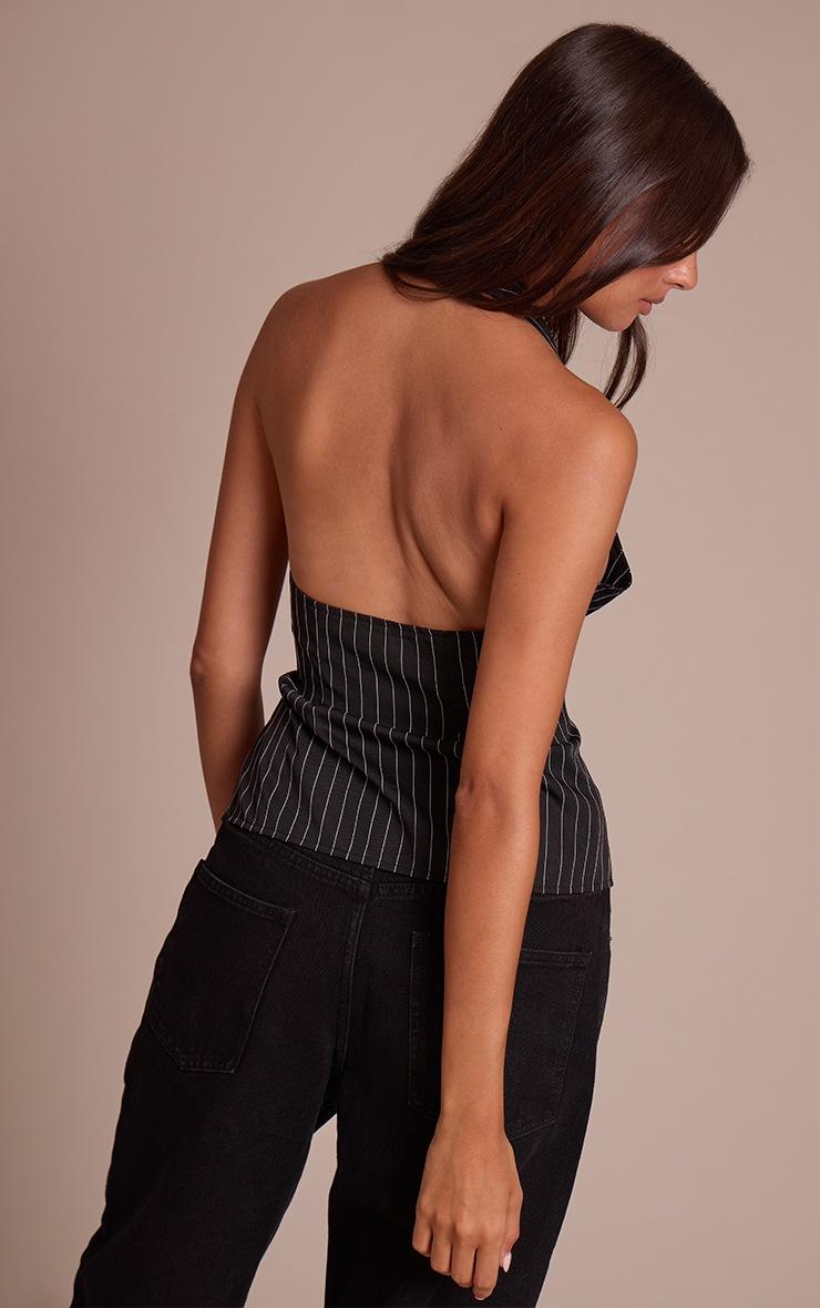 Pretty Little Thing Black Pinstripe Woven Halterneck Button Down Vest