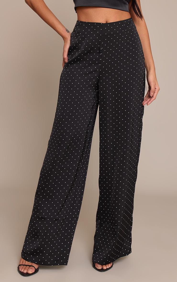 Pretty Little Thing Black Polka Dot Straight Leg Pants