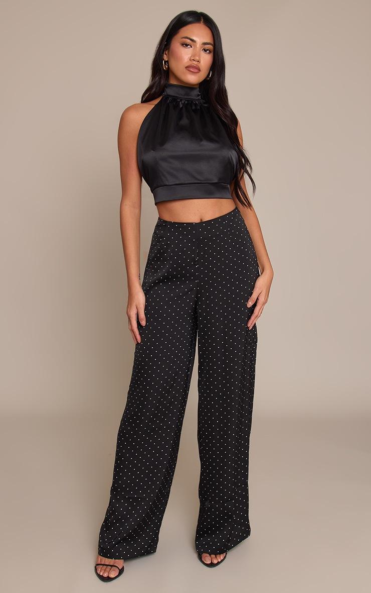 Pretty Little Thing Black Polka Dot Straight Leg Pants