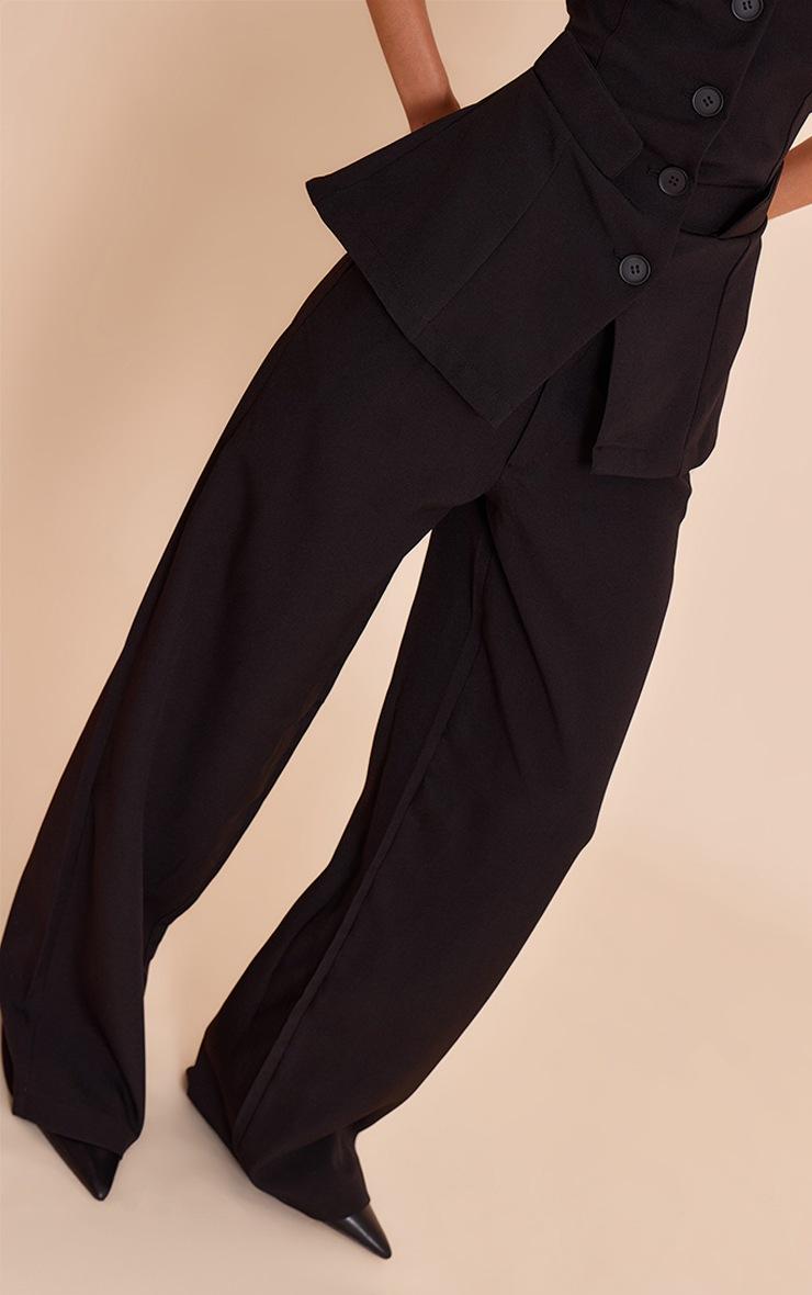 Pretty Little Thing Black Premium Tailored Woven High Waist Wide Leg Pants