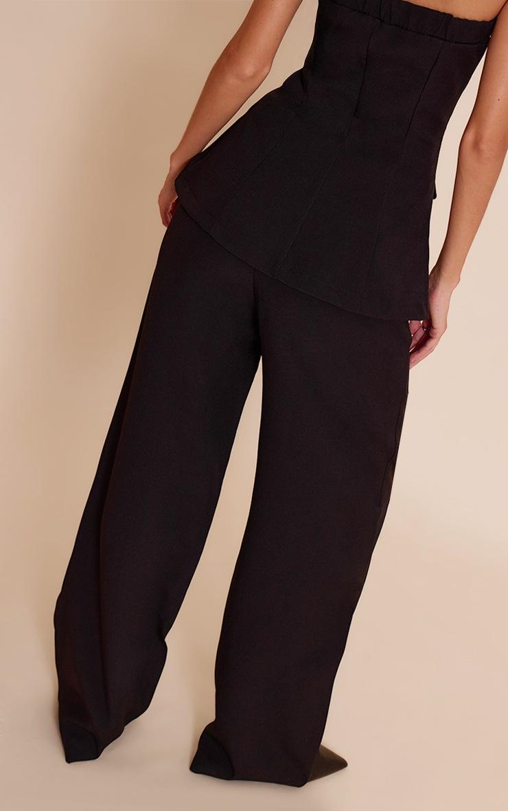 Pretty Little Thing Black Premium Tailored Woven High Waist Wide Leg Pants
