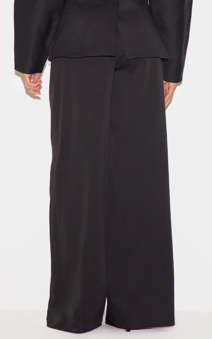 Pretty Little Thing Black Premium Woven Tailored Wide Leg Pleated Pants