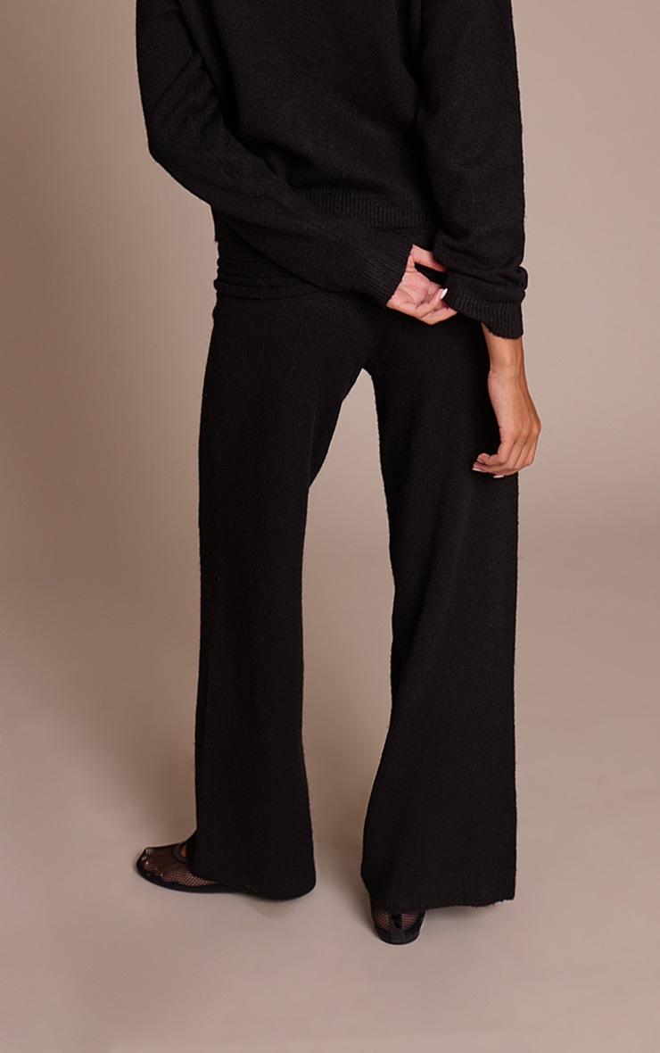 Pretty Little Thing Black Rib Soft Knit Fold Over Pant