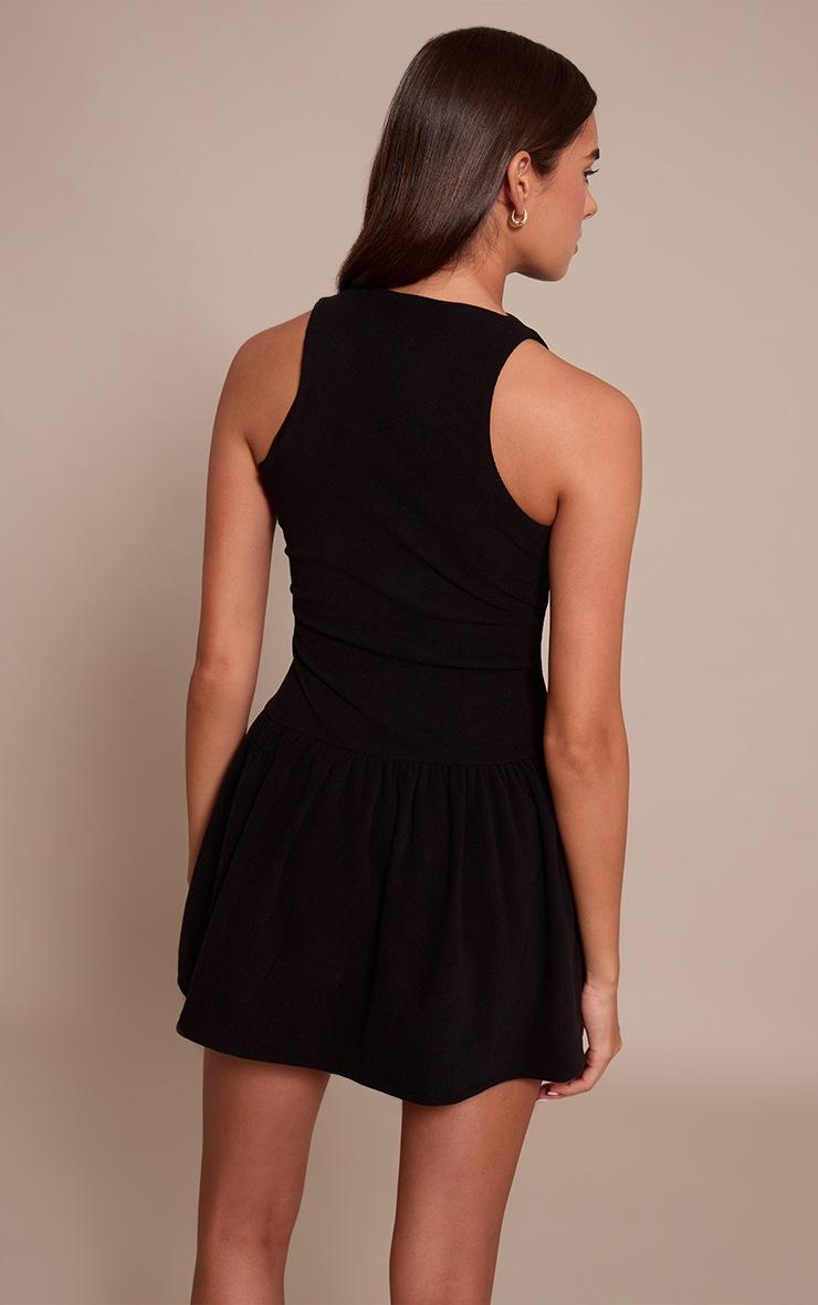 Pretty Little Thing Black Ribbed High Neck Sleeveless Shift Dress